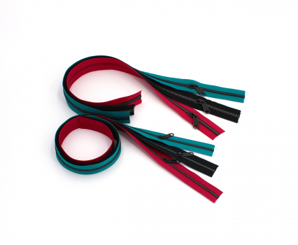 Preview: Endlosreißverschluss- Set metallisiert fuchsia, grünpetrol, schwarz/ titan (6 x 50 cm)